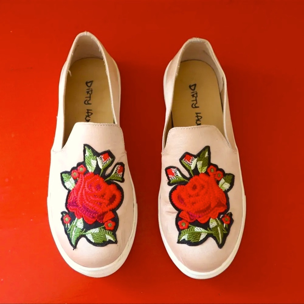 Dirty Laundry ‘Jiana’ embroidered Satin Slip On shoes